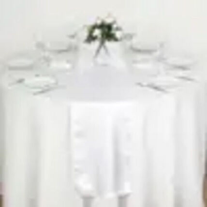 White polyester table runner rental — event rental inventory from NCW Event Rentals in Wenatchee, Washington