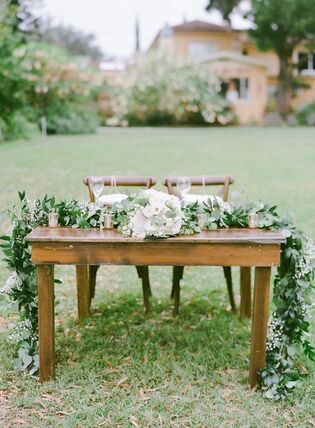 Sweetheart farm table set for two at a wedding reception in Eastern Washington