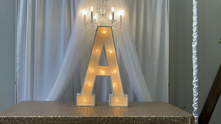 Three foot lit white marquee letter for events — rental item delivered across Eastern Washington by NCW Event Rentals