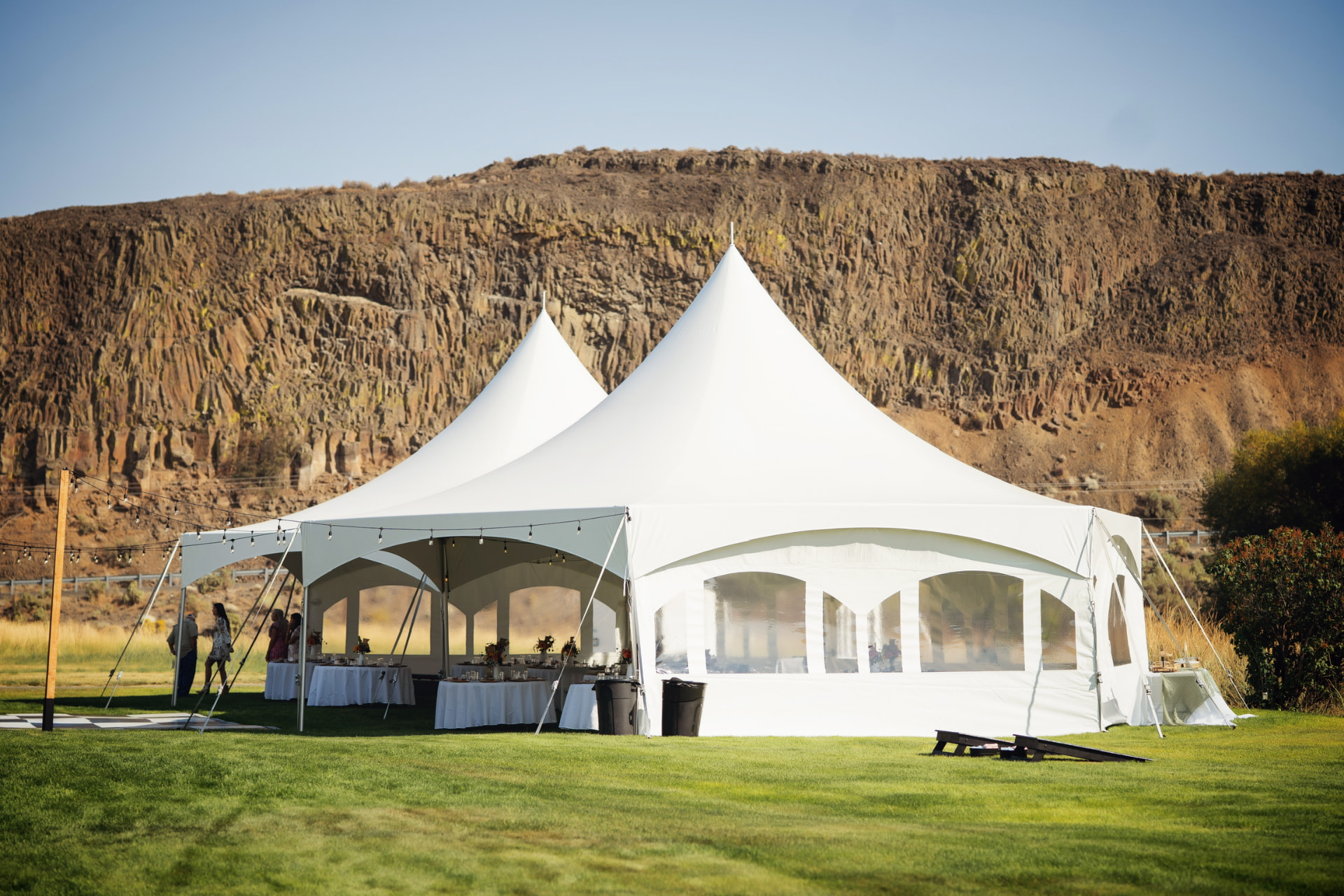 Columbia Basin tented event with rental furnishings in Quincy, Washington