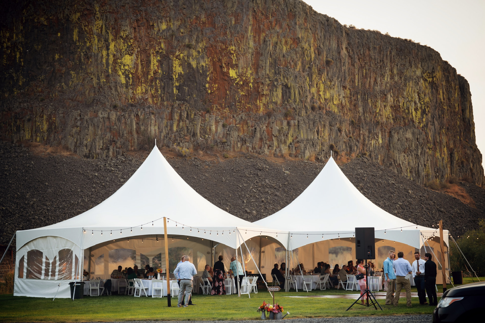 Tented event reception set up by NCW Event Rentals near Ellensburg, Washington