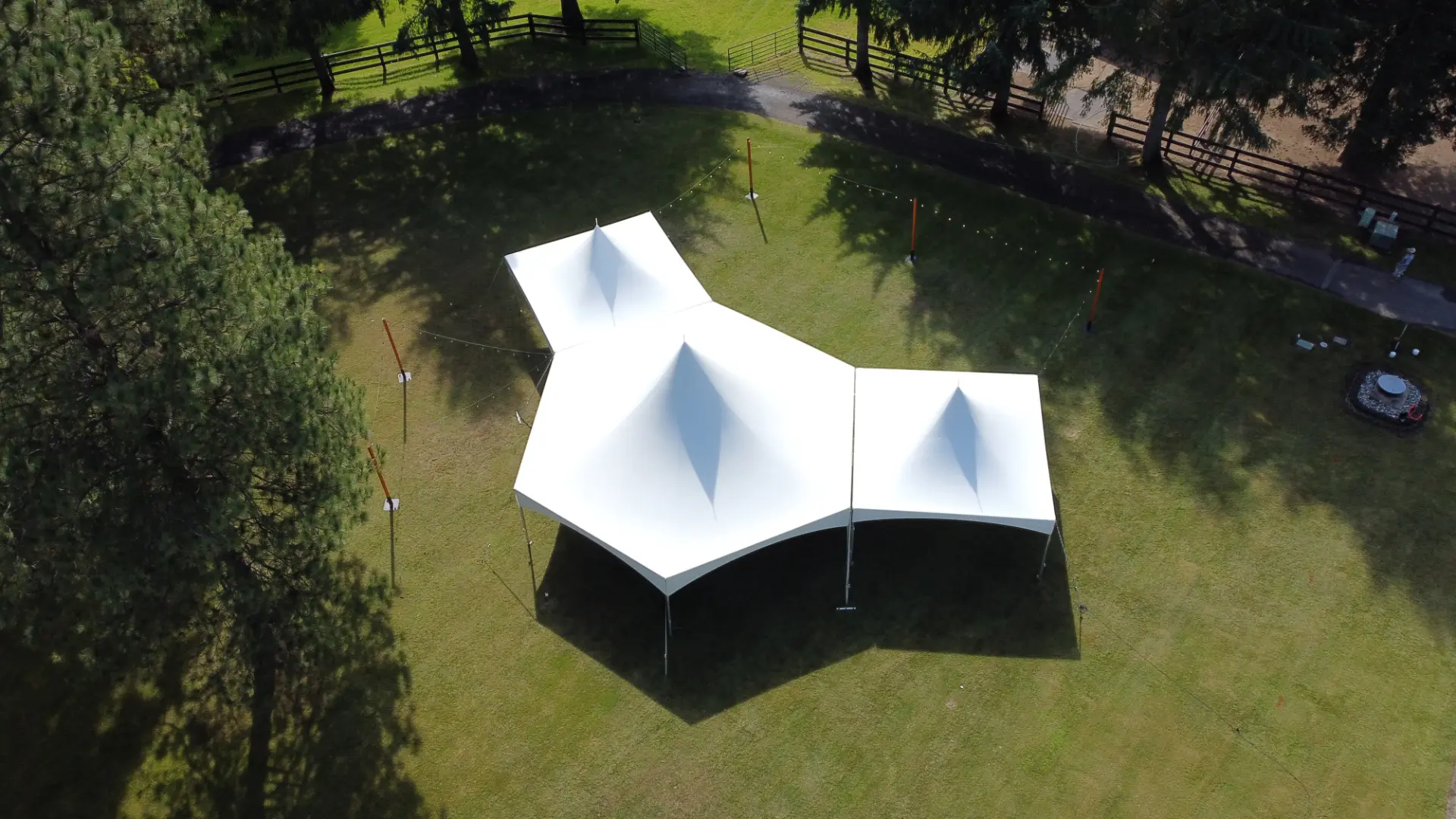 Hex + Twin 20x20 Tent Package rental from NCW Event Rentals, available in Wenatchee, Cle Elum, Chelan and Leavenworth Washington