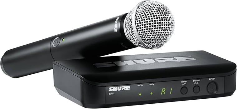 Shure wireless microphone system with stand — tent, table and decor rentals for Eastern Washington events by NCW Event Rentals