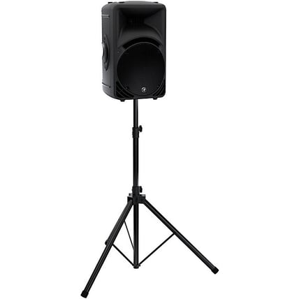 Professional Mackie powered speaker on a stand — event rental serving Yakima, Ellensburg and the Tri-Cities, Washington