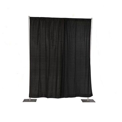 Pipe and drape backdrop system for events — event rental inventory from NCW Event Rentals in Wenatchee, Washington — Black Pipe & Drape rental from NCW Event Rentals