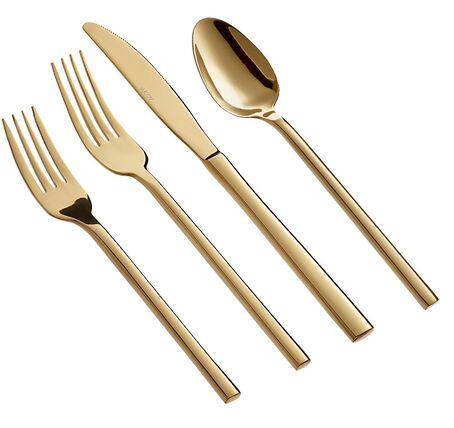 Gold flatware place setting rental — event rental inventory from NCW Event Rentals in Wenatchee, Washington