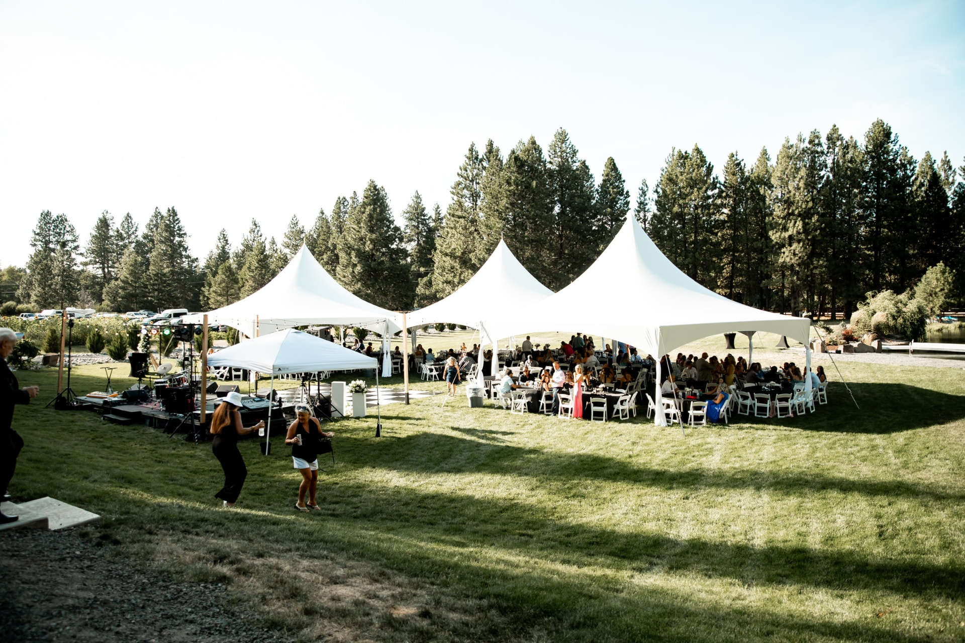 Tent rental with sidewalls installed for a backyard event in Eastern Washington