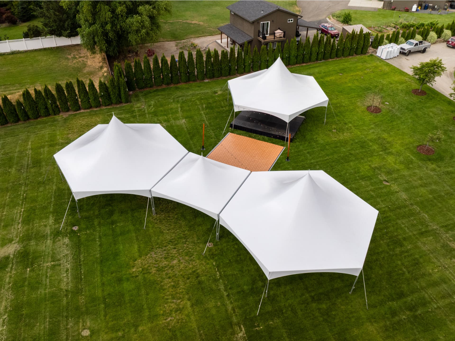 Band + Bow Tie Tent Package rental from NCW Event Rentals, available in Wenatchee, Cle Elum, Chelan and Leavenworth Washington