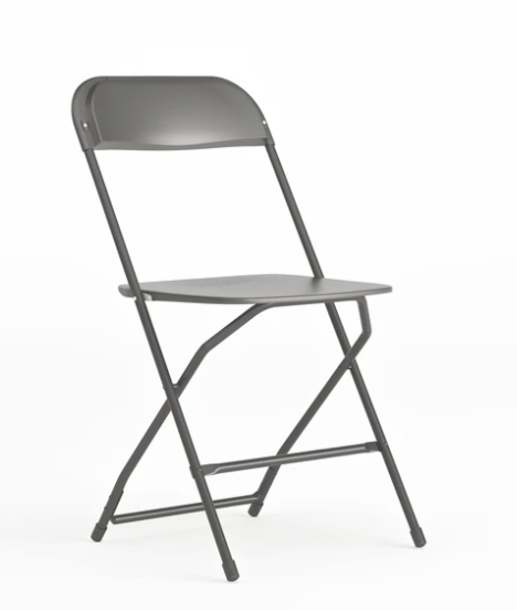 Dark Grey Folding Chair rental from NCW Event Rentals, available in Wenatchee, Cle Elum, Chelan and Leavenworth Washington